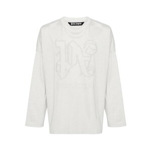 Palm Angels �p�[���G���W�F���X �����Y T�V���c�E�J�b�g�\�[ PMAB041R24FLE0010505 Monogram Statement Tee Grey Grey M �y���������E�֐ō��z