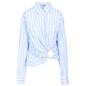 Sportmax �X�|�[�c�}�b�N�X ���f�B�[�X �V���c�E�u���E�X 2612111012600022003 Striped shirt in gathered cotton poplin Light blue IT34 IT36 IT38 IT40 IT42 IT44 IT46 IT48 IT50 IT52 IT54 �y���������E�֐ō��z