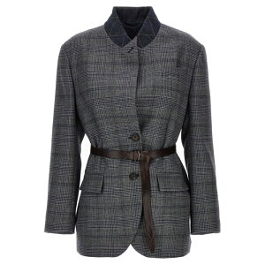 Brunello Cucinelli �u���l���E�N�`�l�� ���f�B�[�X �u���U�[�E�W���P�b�g MG5227391PC4227 Monile houndstooth blazer Gray IT38 IT40 IT42 IT44 42 44 38 40 34 �y���������E�֐ō��z