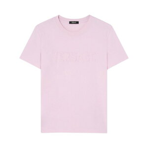 VERSACE ���F���T�[�`�F ���f�B�[�X T�V���c�E�J�b�g�\�[ 10189811A136161PS10 FRINGED LOGO T-SHIRT 1PS10 PASTEL PINK 44 40 42 �y���������E�֐ō��z