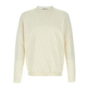 FENDI �t�F���f�B �����Y �j�b�g�E�Z�[�^�[�E�J�[�f�B�K�� FZX091AUW0F0QA0 'Zucca' sweater White IT48 IT50 IT52 IT54 IT46 48 50 52 �y���������E�֐ō��z