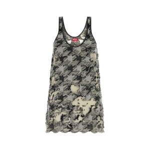 Diesel �f�B�[�[�� ���f�B�[�X �����s�[�X�E�h���X�E�I�[���C������ A214640LKDQ900B Multicolor cotton blend mini dress Multicoloured M S �y���������E�֐ō��z