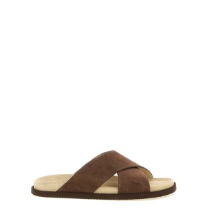 Brunello Cucinelli �u���l���E�N�`�l�� �����Y �T���_�� MZUSOLY327CAY70 'Crossover' slides Brown IT42 IT43 IT45 IT46 IT40 IT41 IT44 41 40 46 45 44 43 42 �y���������E�֐ō��z