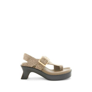 LOEWE ���G�x ���f�B�[�X �T���_�� L814465X924160 EASE HEEL SANDALS IN BRUSHED SUEDE 4160 KHAKI GREEN 36 37 38 39 40 41 �y���������E�֐ō��z