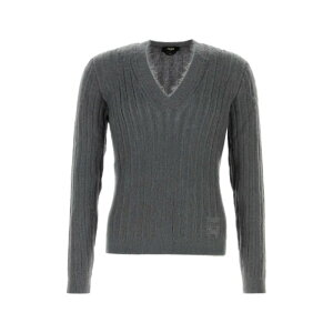 FENDI tFfB Y jbgEZ[^[EJ[fBK FZE068AVNTF0XDA Dark grey stretch mohair blend sweater Grey 48 50 yE֐ōz
