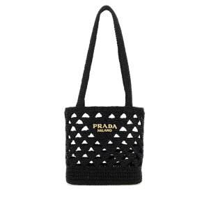 Prada �v���_ ���f�B�[�X �n���h�o�b�O�E�V�����_�[�o�b�O 1BG4942M2TF0ES7 Black straw handbag Black onesize �y���������E�֐ō��z