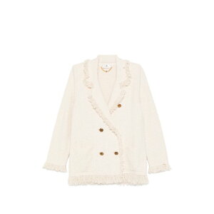 Elisabetta Franchi �G���U�x�b�^ �t�����L ���f�B�[�X �u���U�[�E�W���P�b�g MK11R62E2193 Elisabetta Franchi Jackets White Light and natural 38 40 42 44 �y���������E�֐ō��z
