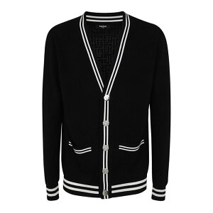 Balmain o} Y jbgEZ[^[EJ[fBK BH1KL037KE92EAB Monogram jacquard wool cardigan Black M yE֐ōz