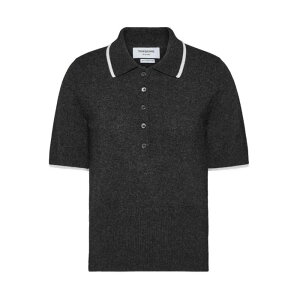 Thom Browne �g���E�u���E�� ���f�B�[�X �|���V���c FKP127AY2001025 Browne 65 Jersey Intarsia Classic Ss Polo Dark Grey 40 38 �y���������E�֐ō��z