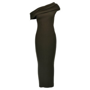 Courreges �N���[�W�� ���f�B�[�X �����s�[�X�E�h���X�E�I�[���C������ 324MRO469FI00011093 'Twist Rib Knit Long' dress Brown S L M �y���������E�֐ō��z