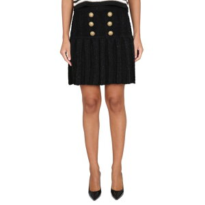 Balmain �o���}�� ���f�B�[�X �X�J�[�g AF1LB659KD760PA SKIRT WITH BUTTONS BLACK 38 36 �y���������E�֐ō��z