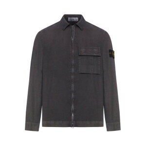 STONE ISLAND �X�g�[���A�C�����h �����Y �V���c�E�u���E�X L1S151200008S00WNV0165 ORGANIC COTTON ZIP-UP OVERSHIRT WITH REMOVABLE BADGE Grey L M XL 2XL S �y���������E�֐ō��z