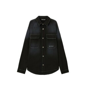 Palm Angels �p�[���G���W�F���X �����Y �V���c�E�u���E�X PMYD024S26DEN0011003 Shirt Palm Angels BLACK M L XL �y���������E�֐ō��z