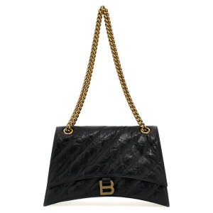 Balenciaga �o�����V�A�K ���f�B�[�X �n���h�o�b�O�E�V�����_�[�o�b�O 785602210J11000 'Crush Chain' medium shoulder bag Black onesize �y���������E�֐ō��z