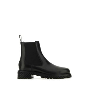 Off-White �I�t�z���C�g �����Y �u�[�c OMID026F23LEA0011010 Black leather Combat ankle boots Black 40 41 42 43 44 �y���������E�֐ō��z