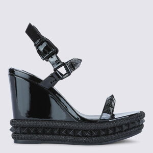 Christian Louboutin �N���X�`���� ���u�^�� ���f�B�[�X �T���_�� 1260820B439 Christian Louboutin Flat shoes Light Grey Blacks and greys 35 36 37 38 39 40 �y���������E�֐ō��z