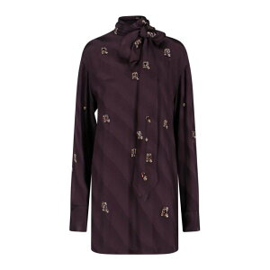 Dries Van Noten �h���X���@���m�b�e�� ���f�B�[�X �V���c�E�u���E�X 107E11 Silk blouse with crystals Purple M S �y���������E�֐ō��z