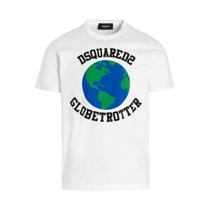 Dsquared2 �f�B�[�X�N�G�A�[�h �����Y T�V���c�E�J�b�g�\�[ S74GD1030S23009100 Globetrotter t-shirt White S �y���������E�֐ō��z