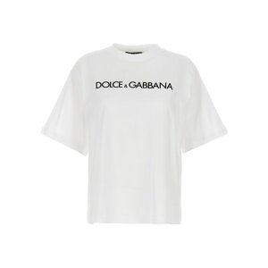 Dolce & Gabbana �h���`�F�K�b�o�[�i ���f�B�[�X T�V���c�E�J�b�g�\�[ F8U10TG7H4PW0800 Logo T-shirt White L M S XL XS 2XS �y���������E�֐ō��z