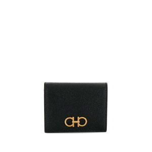 FERRAGAMO �t�F���K�� ���f�B�[�X ���z�E�J�[�h�P�[�X 22D7800726512NERO HAMMERED LEATHER GANCINI COMPACT WALLET NERO onesize �y���������E�֐ō��z