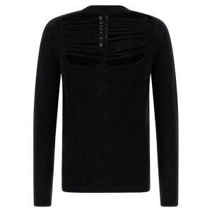 Rick Owens ���b�N �I�E�G���X �����Y �j�b�g�E�Z�[�^�[�E�J�[�f�B�K�� RU02E1670KGRIDP09 'LS Top' sweater Black L M �y���������E�֐ō��z