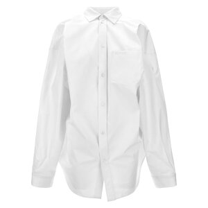 Balenciaga �o�����V�A�K ���f�B�[�X �V���c�E�u���E�X 790945TQM059000 Asymmetric shirt with logo embroidery White FR36 FR38 FR40 FR30 FR32 FR34 FR42 FR44 FR46 FR48 FR50 FR52 FR54 40 36 34 38 �y���������E�֐ō��z
