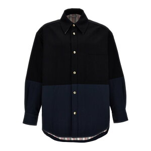 Thom Browne �g���E�u���E�� �����Y �J�W���A���W���P�b�g MJO219CF0175415 'Combo Snap' overshirt Blue 0 1 2 3 4 �y���������E�֐ō��z