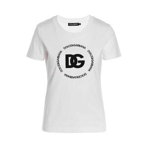 Dolce & Gabbana �h���`�F�K�b�o�[�i ���f�B�[�X T�V���c�E�J�b�g�\�[ F8T00ZHU7H8W0800 Logo embroidery t-shirt White 42 40 38 �y���������E�֐ō��z
