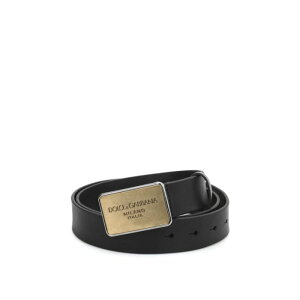 Dolce & Gabbana �h���`�F�K�b�o�[�i �����Y �x���g�E�T�X�y���_�[ BC3654AC55680999 Plaque buckle leather belt Black 95 �y���������E�֐ō��z
