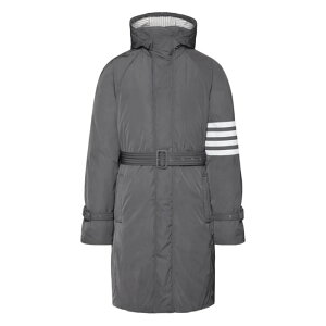 Thom Browne �g���E�u���E�� �����Y �_�E���W���P�b�g�E�R�[�g MOD091X07259035 POLY TWILL 4-BAR HOODED DOWN PARKA WITH BELT 035 MED GREY 3 4 1 2 �y���������E�֐ō��z