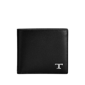 Tod's �g�b�Y �����Y ���z�E�J�[�h�P�[�X XAMTSYC0300UGAB999 BI-FOLD LEATHER WALLET WITH METAL T TIMELESS LOGO B999 onesize �y���������E�֐ō��z