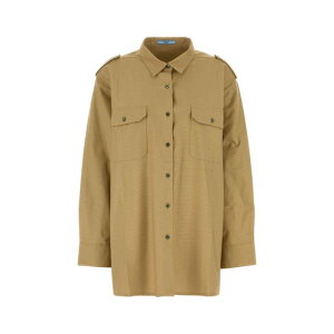 Prada �v���_ ���f�B�[�X �V���c�E�u���E�X P496HSOOO16TEF0241 Camel cotton oversize shirt Camel 38 40 42 �y���������E�֐ō��z