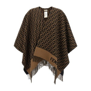 FENDI �t�F���f�B ���f�B�[�X �J�W���A���W���P�b�g FXX723AQCWF0QE1 'FF' poncho Brown onesize IT0 �y���������E�֐ō��z