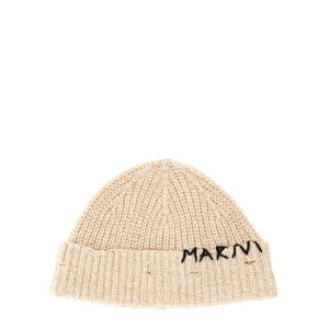 Marni �}���j ���f�B�[�X �X�q CLMC0173Q0UFH30100W23 BEANIE HAT WITH MARNI MENDING EMBROIDERY BEIGE M S �y���������E�֐ō��z