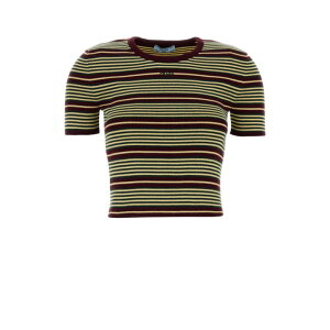 Prada �v���_ ���f�B�[�X T�V���c�E�J�b�g�\�[ P24B3ESOOO19IMF0EJ5 Embroidered cotton blend t-shirt Stripped 38 40 42 44 46 �y���������E�֐ō��z