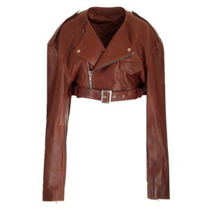 Rick Owens ���b�N �I�E�G���X ���f�B�[�X �J�W���A���W���P�b�g RO01D2790LNV73 Cropped biker jacket Brown IT32 IT34 IT36 IT38 IT40 IT42 IT44 IT46 IT48 IT50 IT52 IT54 IT56 38 40 �y���������E�֐ō��z