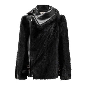 sacai �T�J�C ���f�B�[�X ���U�[&�t�@�[�W���P�b�g�E�R�[�g 2508237001 Leather Jacket With Faux Fur Inserts Black 2 �y���������E�֐ō��z