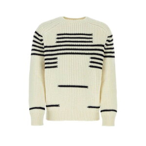LOEWE ���G�x �����Y �j�b�g�E�Z�[�^�[�E�J�[�f�B�K�� H526Y14KGIOFFWHITENAVY Ivory wool blend sweater White S M L �y���������E�֐ō��z