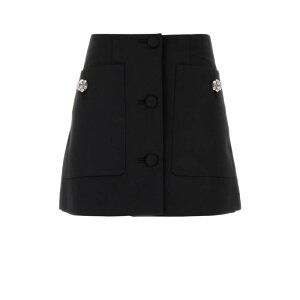 Prada �v���_ ���f�B�[�X �X�J�[�g P138XGSOOO477F0002 Black wool mini skirt Black 36 38 40 �y���������E�֐ō��z