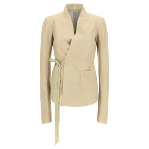 Rick Owens ���b�N �I�E�G���X ���f�B�[�X ���U�[&�t�@�[�W���P�b�g�E�R�[�g RP01F6749LBF138 'Hollywood' Leather Jacket Beige IT40 IT42 IT44 44 �y���������E�֐ō��z