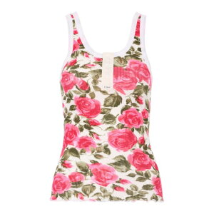 Chloe �N���G ���f�B�[�X �^���N�g�b�v�E�L���~�\�[�� CH26UJH5890991Y STRETCH COTTON TOP WITH FLORAL PRINT White M S XS L �y���������E�֐ō��z