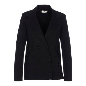 Elisabetta Franchi �G���U�x�b�^ �t�����L ���f�B�[�X �u���U�[�E�W���P�b�g MK52S57E2110 DOUBLE-BREASTED KNIT JACKET WITH EMBROIDERY 110 NERO 40 42 44 38 �y���������E�֐ō��z