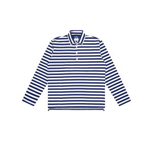 JUNYA WATANABE �W������ ���^�i�x �����Y �|���V���c WQT005051NAVYWHITE STRIPED LONG-SLEEVED COTTON POLO SHIRT NAVY/WHITE M L XL �y���������E�֐ō��z