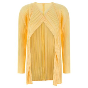 PLEATS PLEASE ISSEY MIYAKE �v���[�c �v���[�Y �C�b�Z�C �~���P ���f�B�[�X �j�b�g�E�Z�[�^�[�E�J�[�f�B�K�� PP58JA28230 'Mellow Pleats' cardigan Yellow 3 5 �y���������E�֐ō��z