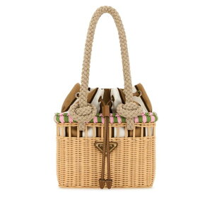 Prada �v���_ ���f�B�[�X �n���h�o�b�O�E�V�����_�[�o�b�O 1BG5582HG4F0NJX Wicker mini shopping bag Beige o Tan onesize �y���������E�֐ō��z