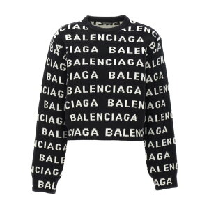 Balenciaga oVAK fB[X jbgEZ[^[EJ[fBK 761591T16731070 All-over logo sweater White/Black XS M S L yE֐ōz
