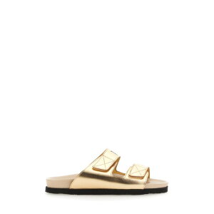 Palm Angels �p�[���G���W�F���X ���f�B�[�X �T���_�� PWIH019S23LEA0017661 SANDAL WITH LOGO GOLD 36 37 38 39 �y���������E�֐ō��z