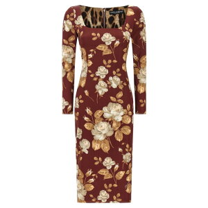 Dolce & Gabbana �h���`�F�K�b�o�[�i ���f�B�[�X �����s�[�X�E�h���X�E�I�[���C������ F6TYGTFSIB8HR5QQ Rose print dress Multicolor IT38 IT40 IT42 IT44 IT46 IT48 40 42 48 46 44 38 �y���������E�֐ō��z