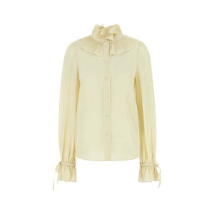 Valentino Garavani ���@�����e�B�m ���f�B�[�X �V���c�E�u���E�X 6B0AB7L621BP11 Cream crepe shirt Yellow 40 42 �y���������E�֐ō��z