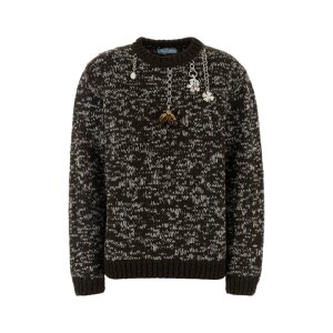 Prada �v���_ ���f�B�[�X �j�b�g�E�Z�[�^�[�E�J�[�f�B�K�� P24U2FSOOO18HHF056L Two-tone wool oversize sweater Multicoloured 40 42 �y���������E�֐ō��z